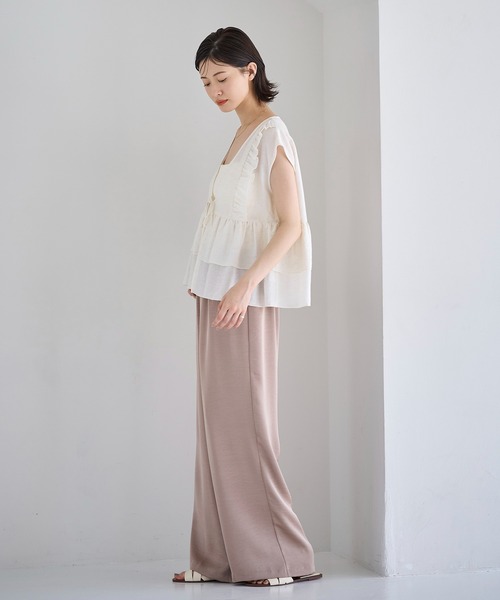 アメリヴィンテージ　サテンパンツメッシュスカート AMANDA SHEER PLEATS SKIRT