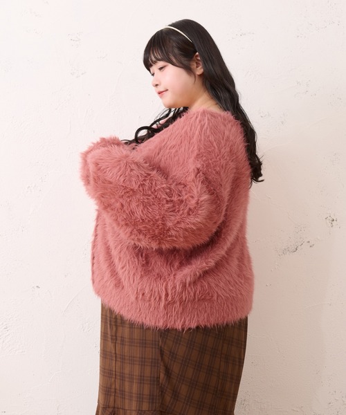 Louiosy(ルオシー)の「【大きいサイズ】マルチウェイシャギーニットカーディガン(カーディガン/ボレロ・レディース・スモークピンク/アイボリー・X-LARGE/4L)」の13枚目の写真