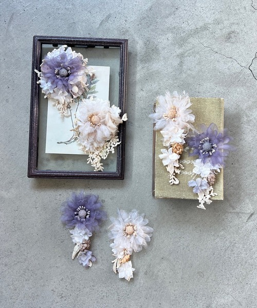 m.soeur（エムスール）の「紅茶染めの大きなコサージュ（ブローチ/コサージュ・レディース・ベージュ/グレー・FREE）」の8枚目の写真