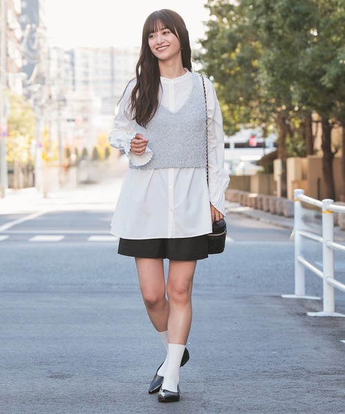 Honeys（ハニーズ）の「フェザーヤーンビスチェ（ベスト・レディース・グレー/ブラック/アイボリー/ピンク・M/L）」の16枚目の写真