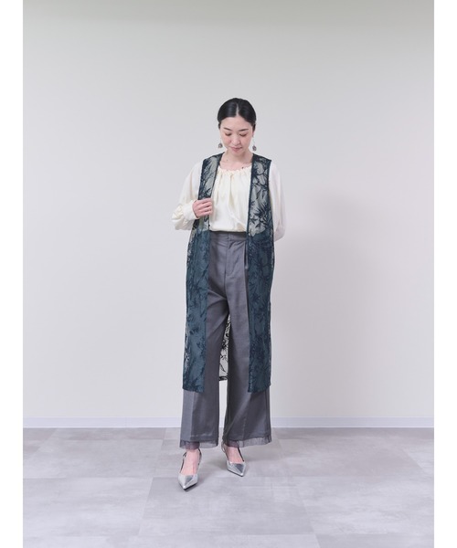 DOLLUPOOPS(ドールアップウップス)の「ボタニカルレースジレ(ベスト・レディース・ベージュ/グリーン・38)」の7枚目の写真