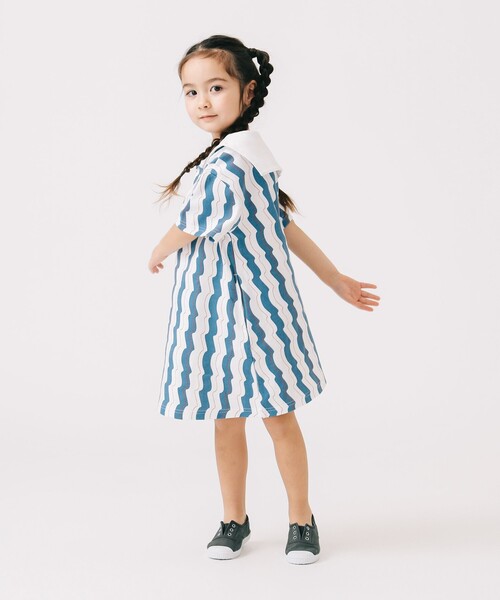 B:MING by BEAMS（ビーミングバイビームス）の「WAVY ストライプ ワンピース（100～140cm）（ワンピース・キッズ・グリーン/ブルー・120/110/100/130/140）」の7枚目の写真