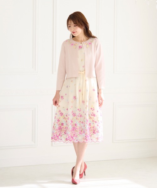 ローズティアラ（Rose Tiara）/吹き上げフラワー刺繍ワンピース 吹き上げフラワー刺繍ワンピース（ワンピース）｜Rose Tiara（ローズ