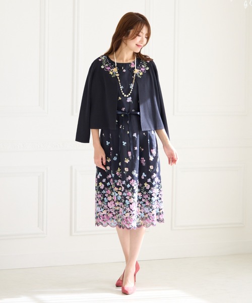 ローズティアラ　ワンピース　大きいサイズ　刺繍レース　ブラック ローズティアラ ワンピース 大きいサイズ 刺繍レース ブラック