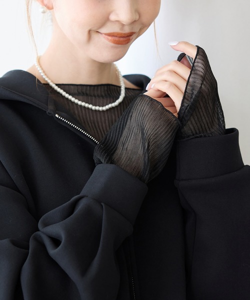 ROPE' PICNIC(ロペピクニック)の「ラメシアープリーツトップス(Tシャツ/カットソー・レディース・グレー系その他/ブラック/ピンク・38)」の2枚目の写真