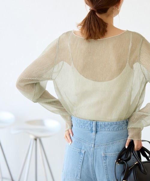 ROPE' PICNIC(ロペピクニック)の「ラメシアープリーツトップス(Tシャツ/カットソー・レディース・グレー系その他/ブラック/ピンク・38)」の21枚目の写真