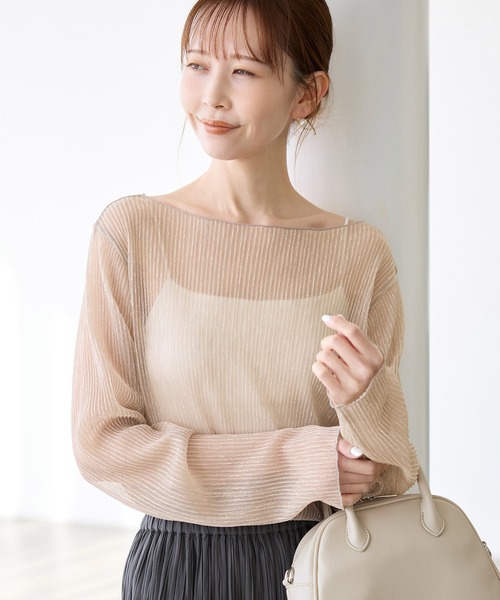 ROPE' PICNIC(ロペピクニック)の「ラメシアープリーツトップス(Tシャツ/カットソー・レディース・グレー系その他/ブラック/ピンク・38)」の20枚目の写真