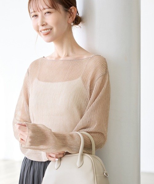 ROPE' PICNIC(ロペピクニック)の「ラメシアープリーツトップス(Tシャツ/カットソー・レディース・グレー系その他/ブラック/ピンク・38)」の19枚目の写真