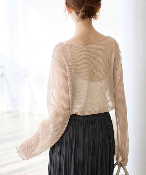 ROPE' PICNIC(ロペピクニック)の「ラメシアープリーツトップス(Tシャツ/カットソー・レディース・グレー系その他/ブラック/ピンク・38)」の18枚目の写真