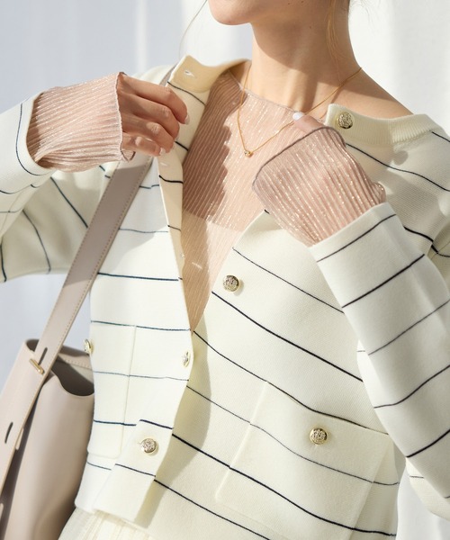 ROPE' PICNIC(ロペピクニック)の「ラメシアープリーツトップス(Tシャツ/カットソー・レディース・グレー系その他/ブラック/ピンク・38)」の17枚目の写真