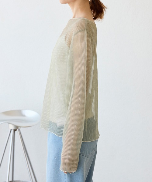 ROPE' PICNIC(ロペピクニック)の「ラメシアープリーツトップス(Tシャツ/カットソー・レディース・グレー系その他/ブラック/ピンク・38)」の14枚目の写真