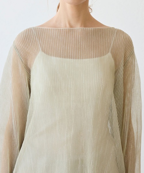 ROPE' PICNIC(ロペピクニック)の「ラメシアープリーツトップス(Tシャツ/カットソー・レディース・グレー系その他/ブラック/ピンク・38)」の12枚目の写真