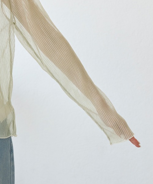 ROPE' PICNIC(ロペピクニック)の「ラメシアープリーツトップス(Tシャツ/カットソー・レディース・グレー系その他/ブラック/ピンク・38)」の11枚目の写真