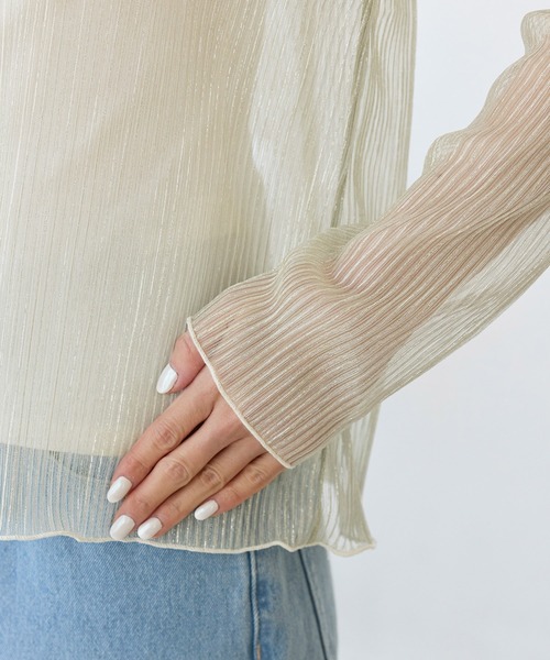 ROPE' PICNIC(ロペピクニック)の「ラメシアープリーツトップス(Tシャツ/カットソー・レディース・グレー系その他/ブラック/ピンク・38)」の10枚目の写真