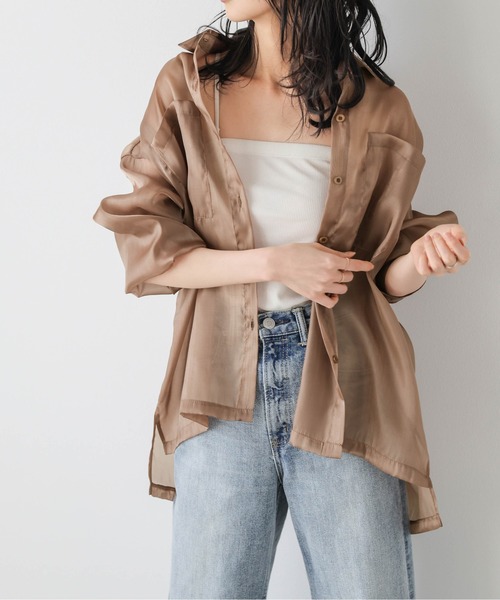 AMELY（エミリー）の「シャイニ―シアーシャツ（シャツ/ブラウス・レディース・ブラック/グレー/ホワイト/ブラウン・フリー）」の22枚目の写真