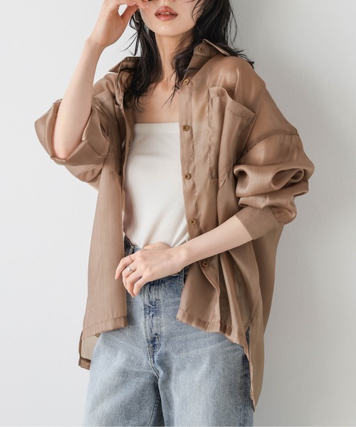 AMELY（エミリー）の「シャイニ―シアーシャツ（シャツ/ブラウス・レディース・ブラック/グレー/ホワイト/ブラウン・フリー）」の21枚目の写真