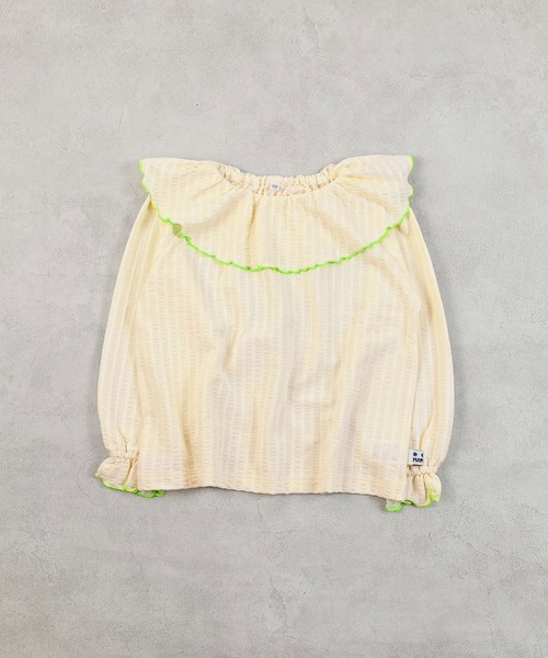 MARKEY'S（マーキーズ）の「ニットサッカーフリルカラーカットソー（Tシャツ/カットソー・キッズ・ブラウン/オフホワイト/チャコール/ラベンダー・110/120/80/130/140/90/100）」の2枚目の写真