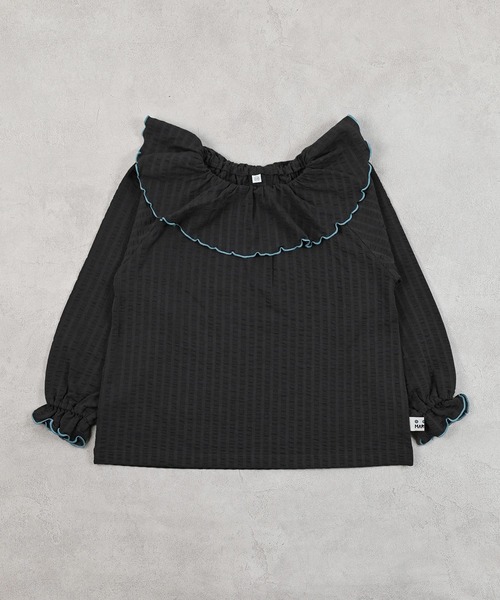 MARKEY'S（マーキーズ）の「ニットサッカーフリルカラーカットソー（Tシャツ/カットソー・キッズ・ブラウン/オフホワイト/チャコール/ラベンダー・110/120/80/130/140/90/100）」の5枚目の写真