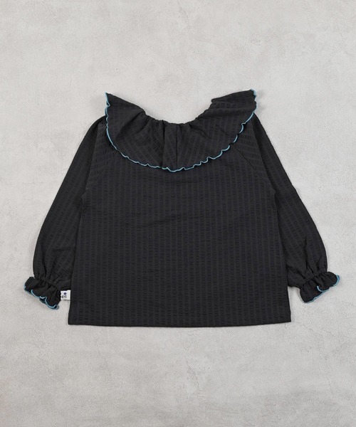 MARKEY'S（マーキーズ）の「ニットサッカーフリルカラーカットソー（Tシャツ/カットソー・キッズ・ブラウン/オフホワイト/チャコール/ラベンダー・110/120/80/130/140/90/100）」の6枚目の写真