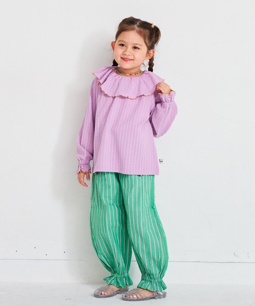 MARKEY'S（マーキーズ）の「ニットサッカーフリルカラーカットソー（Tシャツ/カットソー・キッズ・ブラウン/オフホワイト/チャコール/ラベンダー・110/120/80/130/140/90/100）」の13枚目の写真