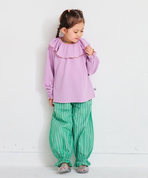 MARKEY'S（マーキーズ）の「ニットサッカーフリルカラーカットソー（Tシャツ/カットソー・キッズ・ブラウン/オフホワイト/チャコール/ラベンダー・110/120/80/130/140/90/100）」の14枚目の写真