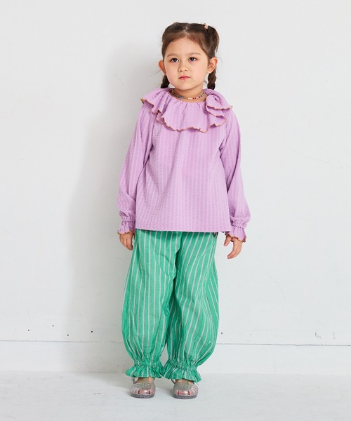 MARKEY'S（マーキーズ）の「ニットサッカーフリルカラーカットソー（Tシャツ/カットソー・キッズ・ブラウン/オフホワイト/チャコール/ラベンダー・110/120/80/130/140/90/100）」の15枚目の写真