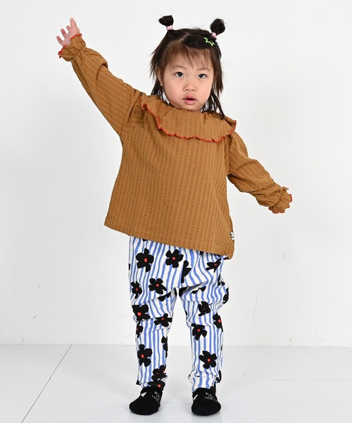 MARKEY'S（マーキーズ）の「ニットサッカーフリルカラーカットソー（Tシャツ/カットソー・キッズ・ブラウン/オフホワイト/チャコール/ラベンダー・110/120/80/130/140/90/100）」の19枚目の写真