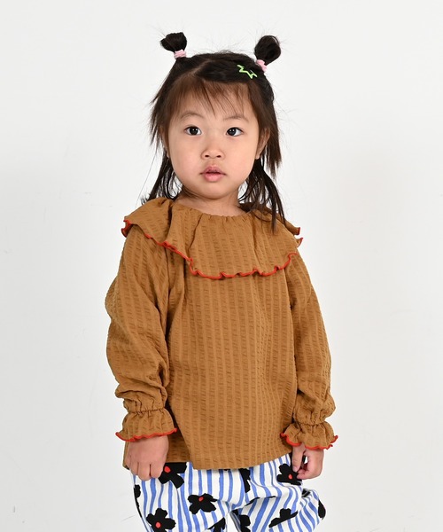 MARKEY'S（マーキーズ）の「ニットサッカーフリルカラーカットソー（Tシャツ/カットソー・キッズ・ブラウン/オフホワイト/チャコール/ラベンダー・110/120/80/130/140/90/100）」の18枚目の写真