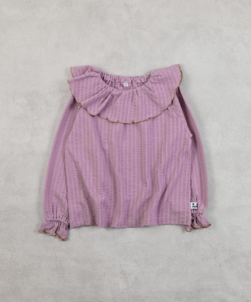 MARKEY'S（マーキーズ）の「ニットサッカーフリルカラーカットソー（Tシャツ/カットソー・キッズ・ブラウン/オフホワイト/チャコール/ラベンダー・110/120/80/130/140/90/100）」の12枚目の写真