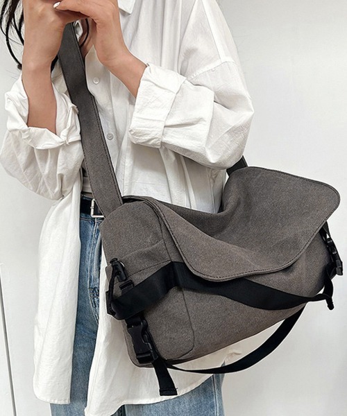 Miniministore(ミニミニストア)の「ビッグキャンバスショルダーバッグ 大容量(ショルダーバッグ・レディース・グレー/ブラック・FREE)」の2枚目の写真