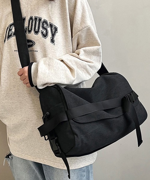 Miniministore(ミニミニストア)の「ビッグキャンバスショルダーバッグ 大容量(ショルダーバッグ・レディース・グレー/ブラック・FREE)」の1枚目の写真