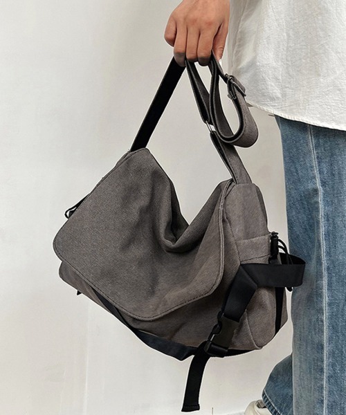 Miniministore(ミニミニストア)の「ビッグキャンバスショルダーバッグ 大容量(ショルダーバッグ・レディース・グレー/ブラック・FREE)」の4枚目の写真