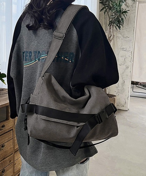 Miniministore(ミニミニストア)の「ビッグキャンバスショルダーバッグ 大容量(ショルダーバッグ・レディース・グレー/ブラック・FREE)」の6枚目の写真