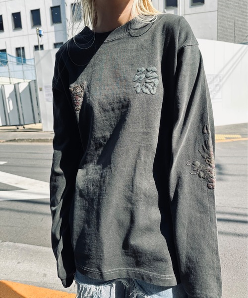 HOUSTON(ヒューストン)の「HOUSTON / PIGMENT US COTTON L/S TEE / 22274/ 22275(Tシャツ/カットソー・レディース・ブラック/ホワイト系その他/ブラック系その他/ホワイト系その他2・X-LARGE/LARGE)」の4枚目の写真