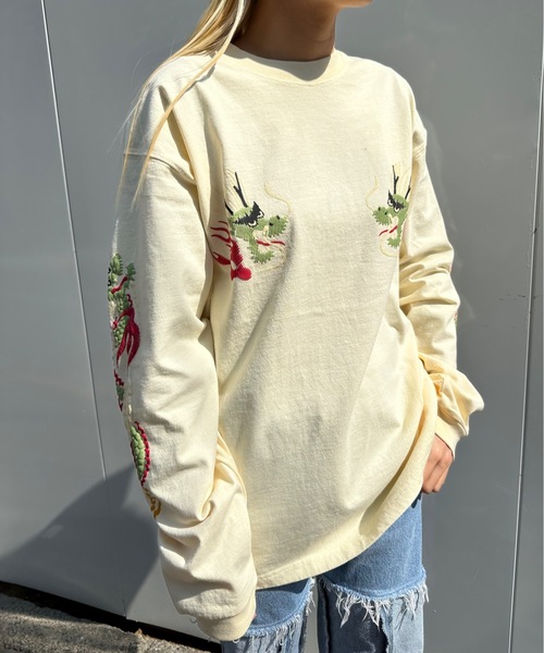 HOUSTON(ヒューストン)の「HOUSTON / PIGMENT US COTTON L/S TEE / 22274/ 22275(Tシャツ/カットソー・レディース・ブラック/ホワイト系その他/ブラック系その他/ホワイト系その他2・X-LARGE/LARGE)」の16枚目の写真