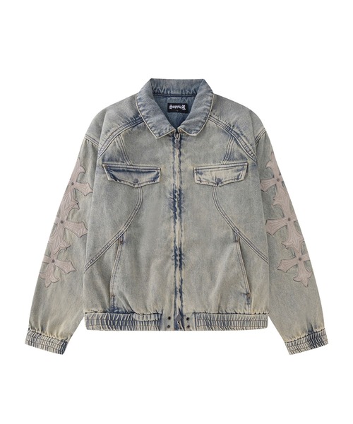デニムジャケット｜Cross Leather Patch Denim Jacket｜SUPPLIER