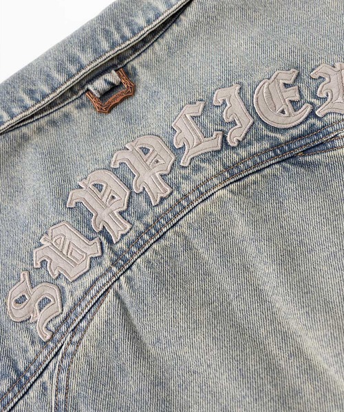 supplier デニム 十字架 デニムジャケット｜Cross Leather Patch Denim Jacket｜SUPPLIER