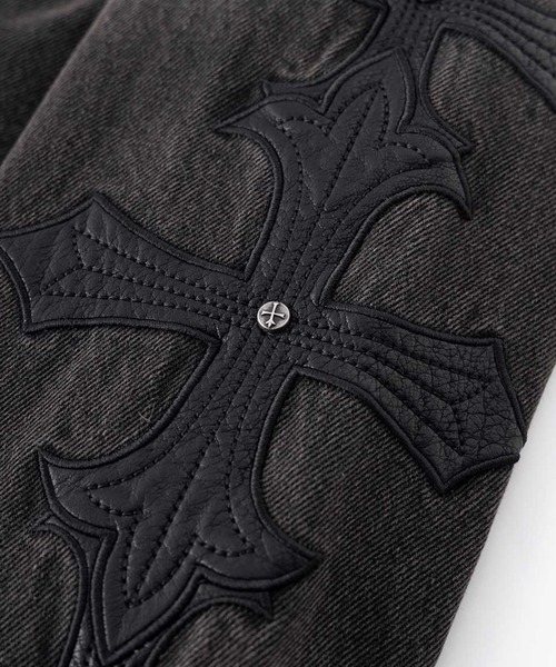 デニムジャケット｜Cross Leather Patch Denim Jacket｜SUPPLIER