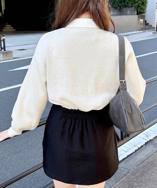 INGNI(イング)の「シャツ襟付エンブレムロゴニット(ニット/セーター・レディース・ホワイト系3/ネイビー系/グレー×ホワイト/レッド系3・M)」の7枚目の写真