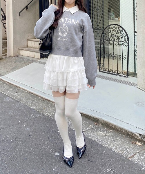 INGNI(イング)の「シャツ襟付エンブレムロゴニット(ニット/セーター・レディース・ホワイト系3/ネイビー系/グレー×ホワイト/レッド系3・M)」の13枚目の写真
