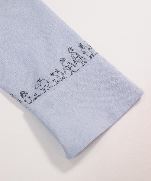 STUDIO PICONE(スタジオピッコーネ)の「シアサッカー刺繍カフスブラウス(シャツ/ブラウス・レディース・ライトブルー/ホワイト/ネイビー・M/L/LL)」の13枚目の写真