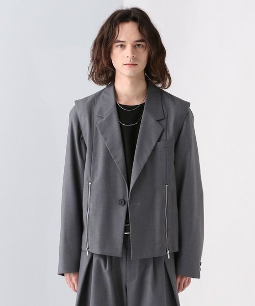 HARE（ハレ）の「【SET UP対応】2WAYZIPショートジャケット(HARE)（テーラードジャケット・メンズ・ストライプ/グレー/ブラック・SMALL/MEDIUM）」の12枚目の写真