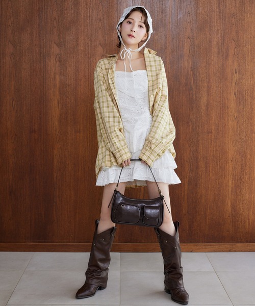 one after another NICE CLAUP(ワンアフターアナザーナイスクラップ)の「ネーム付き/オーバーサイズチェックシャツ(シャツ/ブラウス・レディース・サックスブルー系/イエロー系その他・FREE)」の14枚目の写真