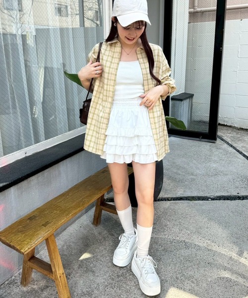 one after another NICE CLAUP(ワンアフターアナザーナイスクラップ)の「ネーム付き/オーバーサイズチェックシャツ(シャツ/ブラウス・レディース・サックスブルー系/イエロー系その他・FREE)」の19枚目の写真