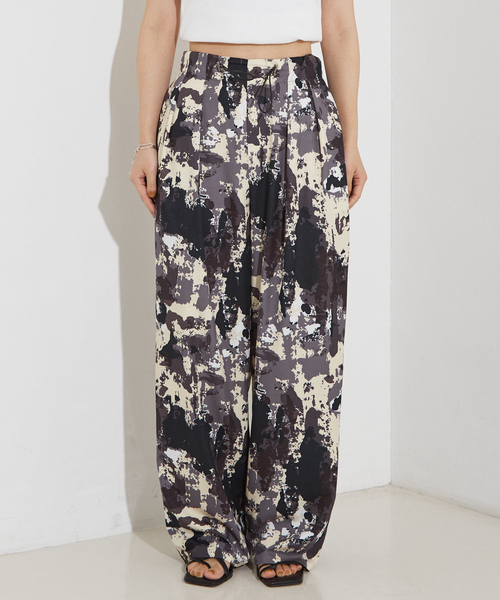 NOMINE（ノミネ）の「【セットアップ着用可】スプラッシュプリントドロスト パンツ（その他パンツ・レディース・チャコールグレー/アイボリー/パープル・M/S）」の4枚目の写真