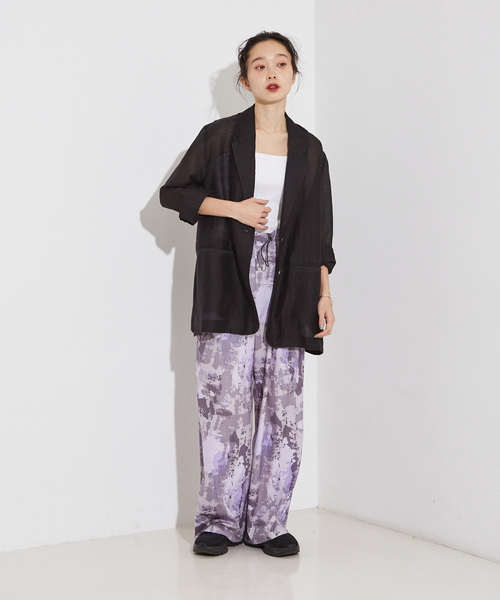 NOMINE（ノミネ）の「【セットアップ着用可】スプラッシュプリントドロスト パンツ（その他パンツ・レディース・チャコールグレー/アイボリー/パープル・M/S）」の18枚目の写真