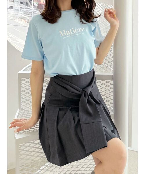 MERCURYDUO(マーキュリーデュオ)の「ツイストプリーツミニスカパン(スカート・レディース・ブルー/オフホワイト/チャコールグレー・MEDIUM/SMALL)」の8枚目の写真
