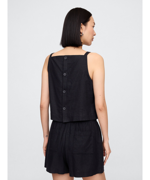 GAP(ギャップ)の「リネンブレンド エプロントップス ノースリーブ(シャツ/ブラウス・レディース・ブラック/ベージュ/ホワイト×グレー・L/M/XS/XXS/S)」の12枚目の写真