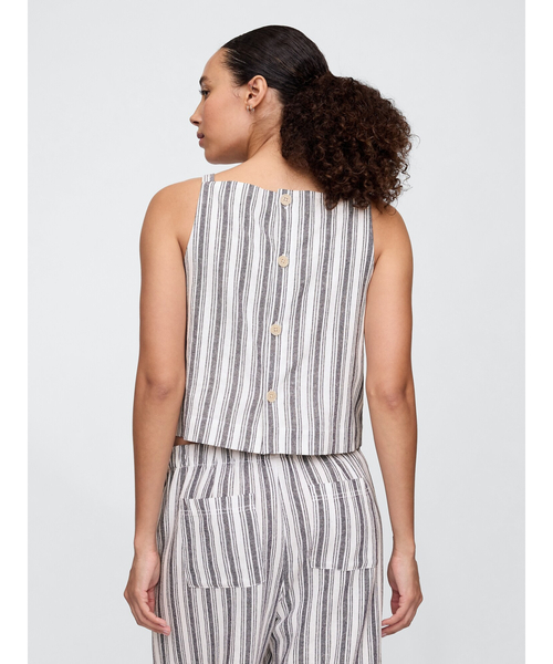 GAP(ギャップ)の「リネンブレンド エプロントップス ノースリーブ(シャツ/ブラウス・レディース・ブラック/ベージュ/ホワイト×グレー・L/M/XS/XXS/S)」の13枚目の写真