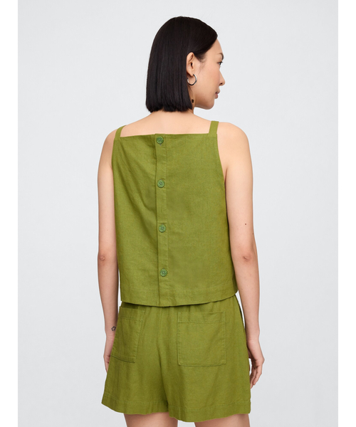 GAP(ギャップ)の「リネンブレンド エプロントップス ノースリーブ(シャツ/ブラウス・レディース・ブラック/ベージュ/ホワイト×グレー・L/M/XS/XXS/S)」の15枚目の写真